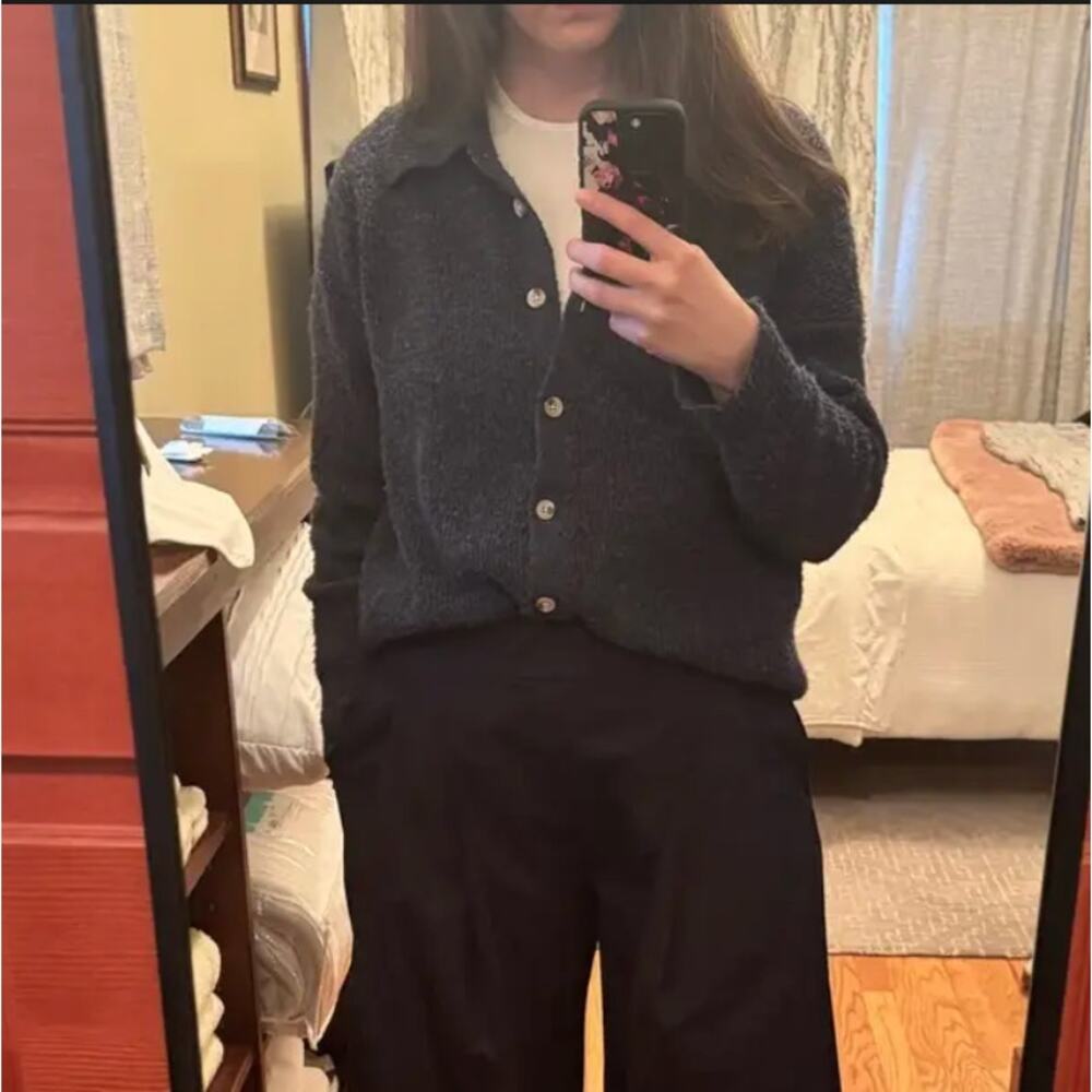 Central Park West Polo Sweater MEDIUM Oversized Cardigan Preppy Boyfriend $182 - Picture 6 of 12